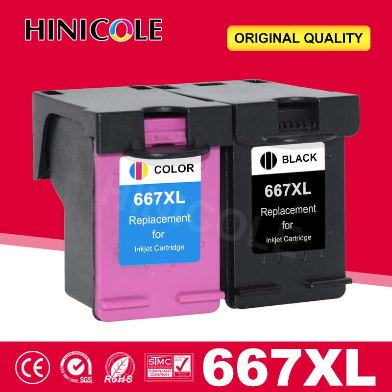 เปลี่ยนตลับหมึก HINICOLE 667XL สำหรับ HP 667 XL สำหรับเครื่องพิมพ์ HP ...