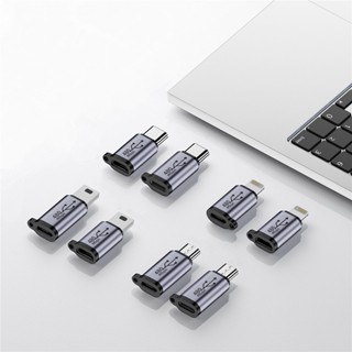 อะแดปเตอร์แปลงไมโคร USB Mini USB 8-Pin เป็น Micro Type C ตัวผู้ เป็นตัวเมีย อะลูมิเนียมอัลลอย ขนาดเล็ก 480Mbps 1 ชิ้น