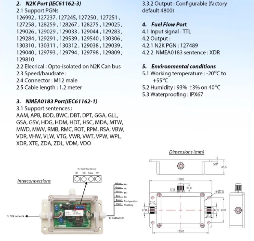 Onwa ใหม่ โมดูลแปลงสัญญาณสองทิศทาง KC-2W NMEA2000 และ NMEA0183 NMEA0183 ...
