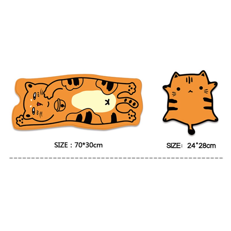 แผ่นรองเมาส์-ขนาดใหญ่-ลายการ์ตูนแมวแฮปปี้-สีส้ม-สําหรับครอบครัว