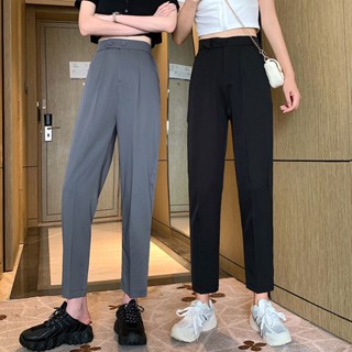 กางเกงฮารุน ขาตรง เอวสูง ทรงหลวม แบบบาง ลําลอง เหมาะกับฤดูร้อน สไตล์เกาหลี สําหรับผู้หญิง