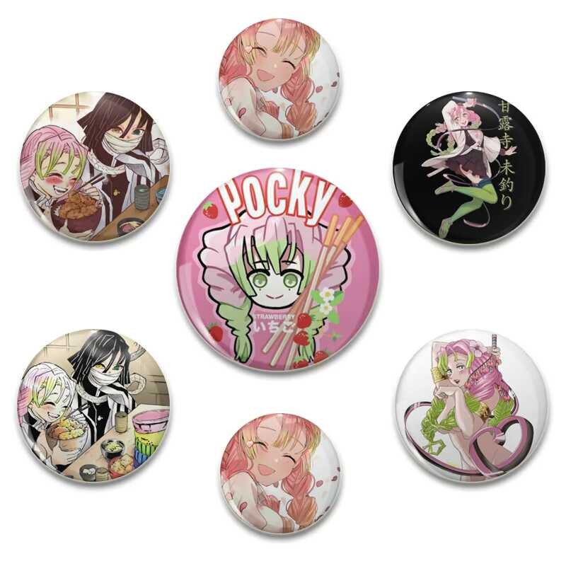 32/44/58 มม.Mitsuri Kanroji Demon Slayer Art Snap-in Pins ปุ่มนุ่ม Pin ...