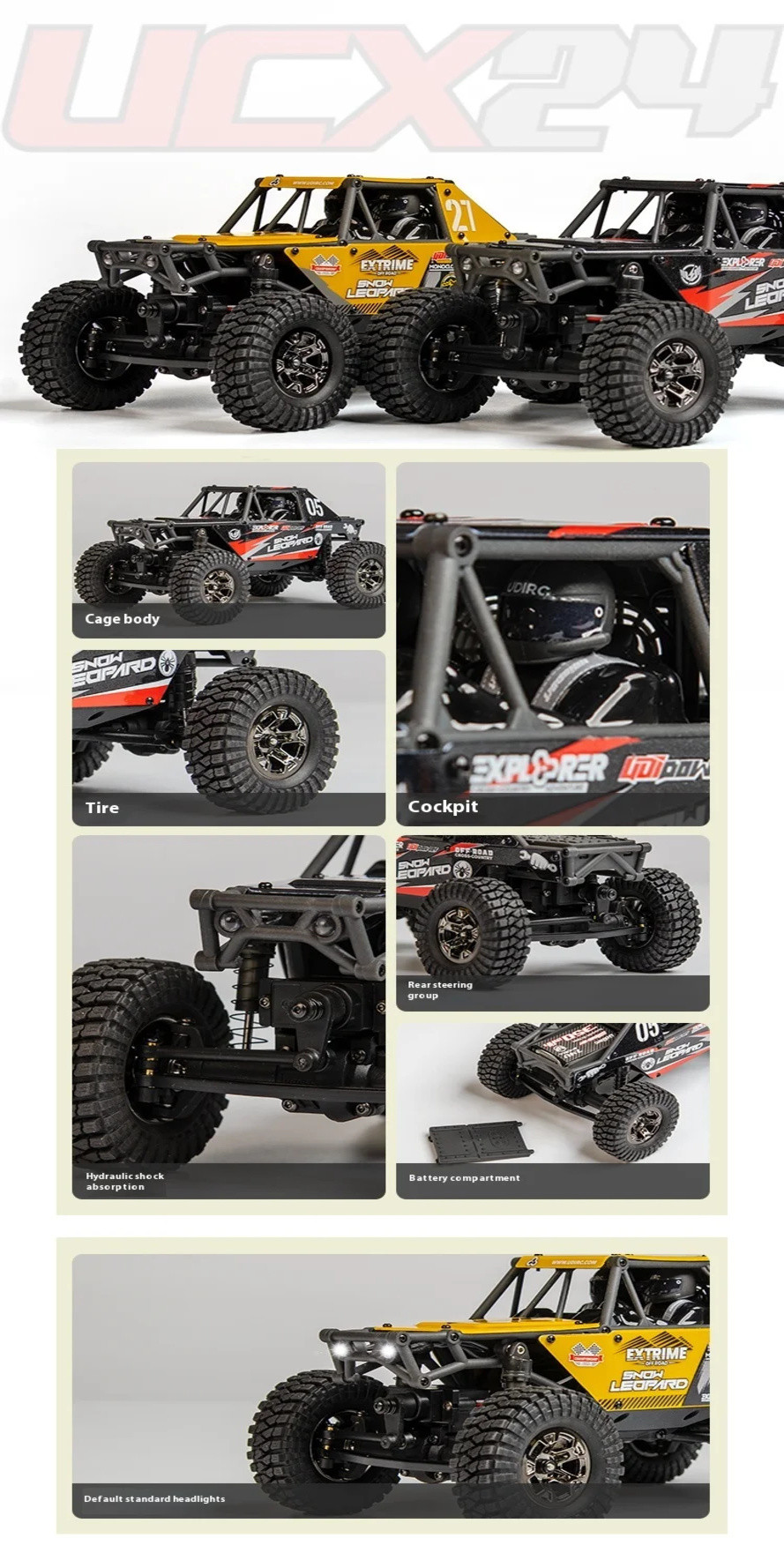 Magazzino tedesco UdiRC UCX2405PRO 1/24 4x4 RC Rock Crawler motore