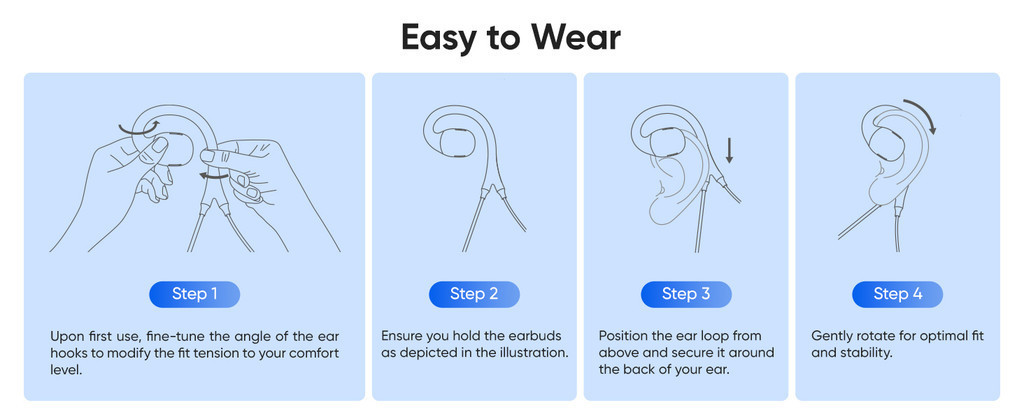 Middle Rabbit S6 Wired Open Ear Earbuds with Microphone Boom Mic, in ...