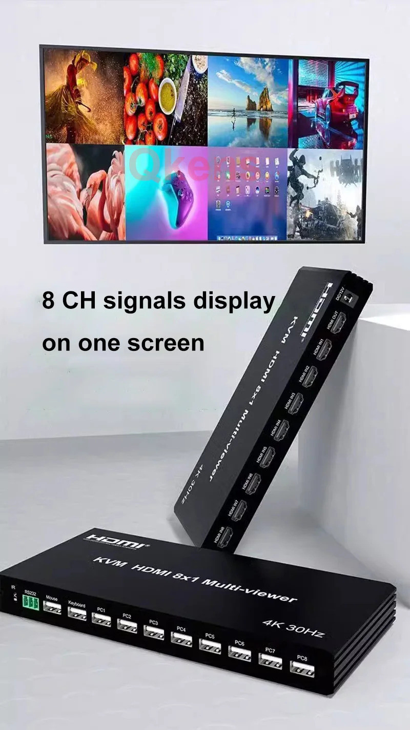 4K 8x1 HDMI KVM Multi-viewer สวิตช์ไม่มีรอยต่อ Multi Channel Video ...