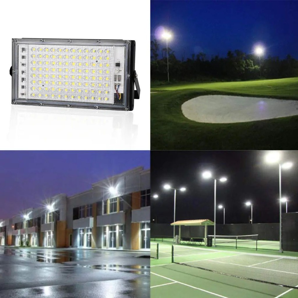 ไฟสปอร์ตไลท์ LED 50W AC220V แสงขาวแสงวอมไวท์ ไฟถนน โคมไฟ กันฝุ่นกันน้ำ ...
