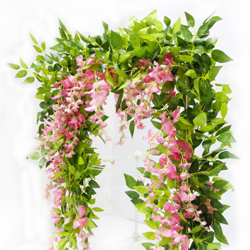Dualswish 2 เมตรยาว 1 ชิ้นประดิษฐ์ Wisteria ดอกไม้ String Tree Vine ตก ...