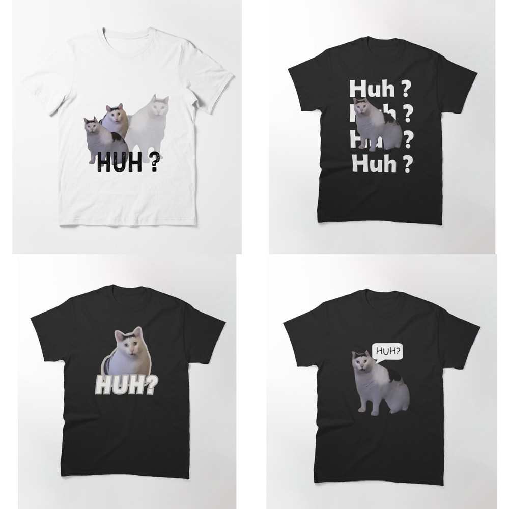 เสื้อยืด พิมพ์ลาย Huh Cat Meme Essential | Shopee Thailand