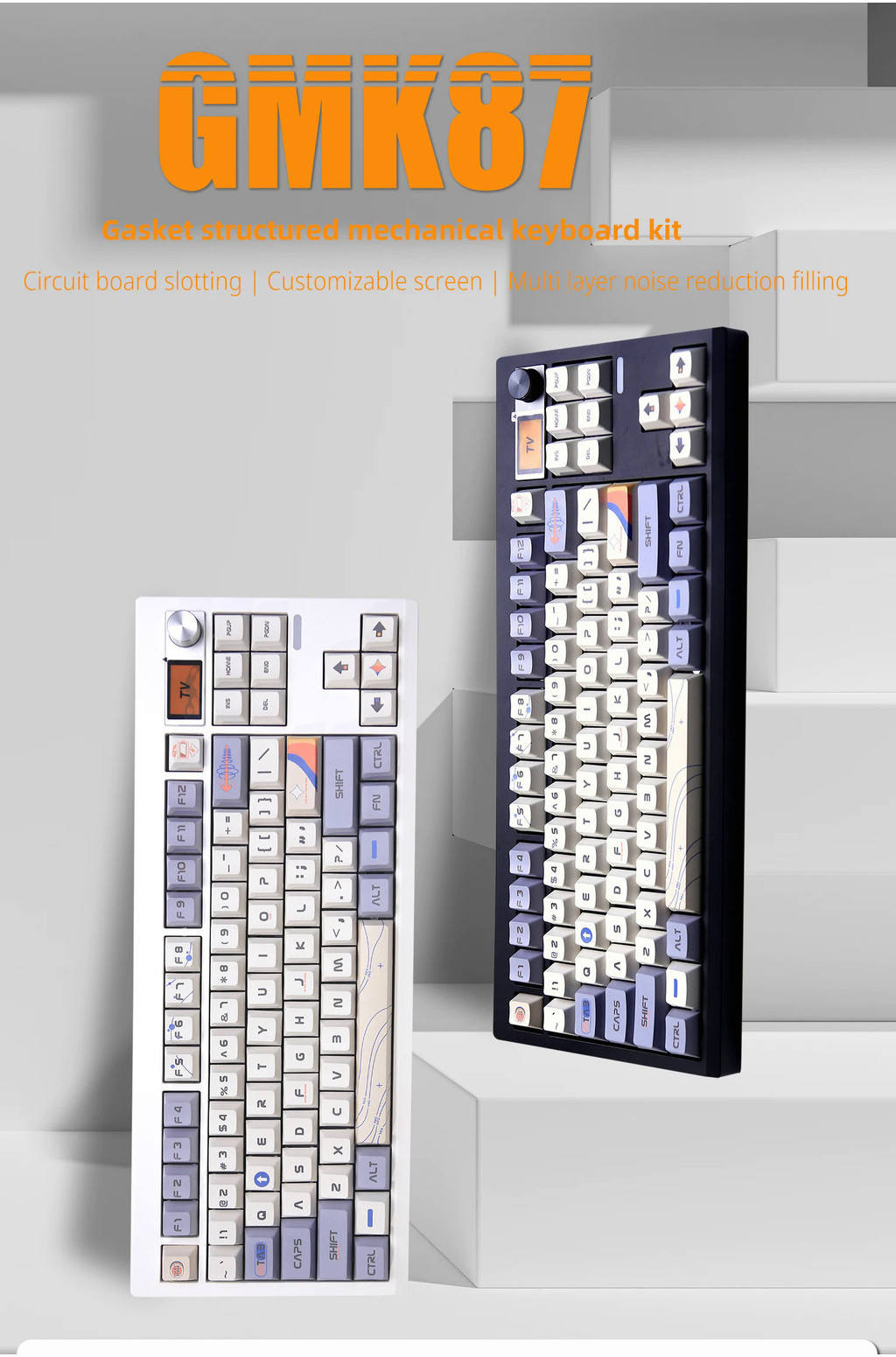 Zuoya Gmk87 ชุดคีย์บอร์ดเล่นเกม พร้อมลูกบิด และหน้าจอ รองรับบลูทูธ 2 ...