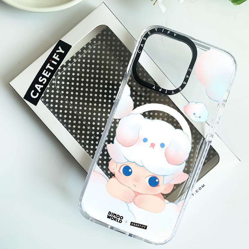 การ์ตูน DIMOO เดินในเมฆไร้สายชาร์จแม่เหล็กขอบนุ่มปลอกที่มีสีสันสําหรับ ...