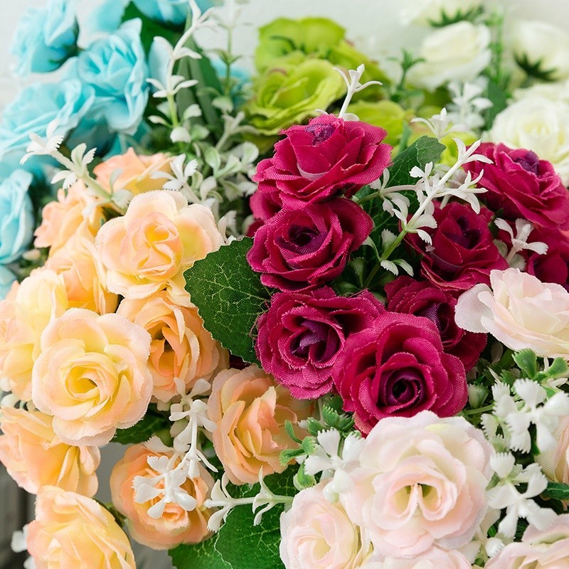 ดอกไม้ปลอม กุหลาบปลอม 15 ดอก ช่อดอกกุหลาบประดิษฐ์ สําหรับตกแต่งบ้าน งาน ...