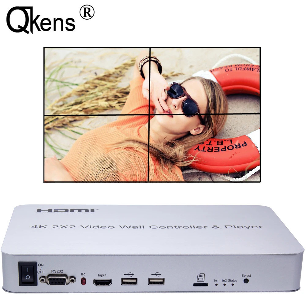 4K 2x2 Video Wall Controller U flash Disk Player HDMI Multi Screen ...