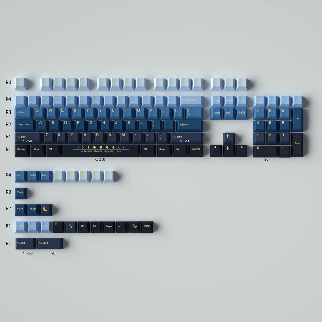 129 คีย ์ Moonrise Gradient Blue keycaps Cherry Profile PBT keycap ชุด ...