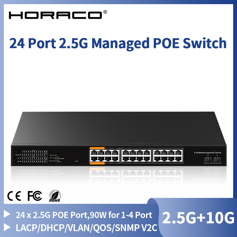 เรืออย่างเป็นทางการ Horaco 24 พอร์ต 2.5G POE Switch Web Managed 2 พอร์ต ...