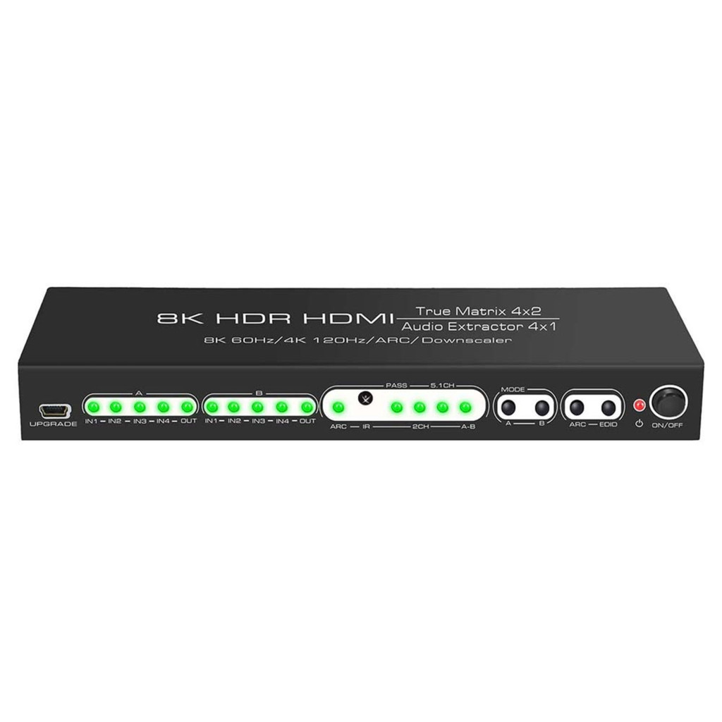 8K 60Hz HDMI Matrix 4x2 Switcher พร้อม ARC 4x1 Audio Extractor 4K 120Hz ...