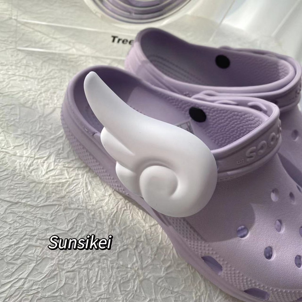 รองเท้ารูอุปกรณ์เสริมสากล Angel Wings crocs รองเท้าดอกไม้ Carlo Chi ...