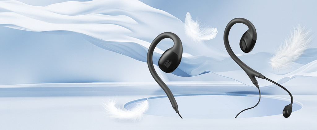 Middle Rabbit S6 Wired Open Ear Earbuds with Microphone Boom Mic, in ...