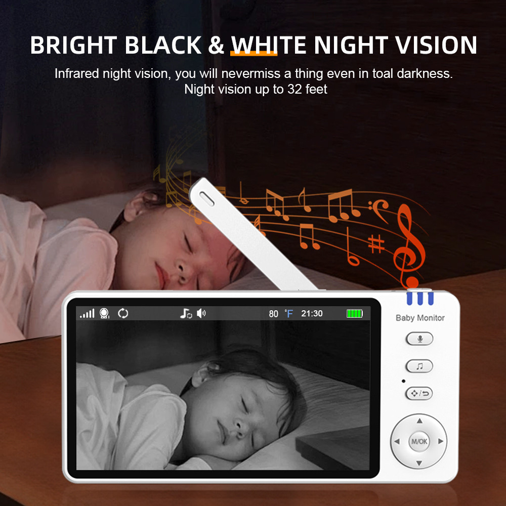 5 นิ้วหน้าจอ IPS Baby Monitor พร้อมแบตเตอรี่กล้องอิเล็กทรอนิกส์ ...