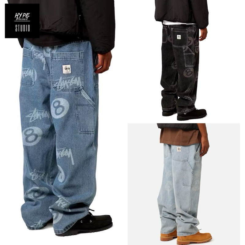 ♞กางเกงยีนส์ STUSSY STOCK 8 BALL CARPENTER JEANS สินค้าพร้อมส่ง