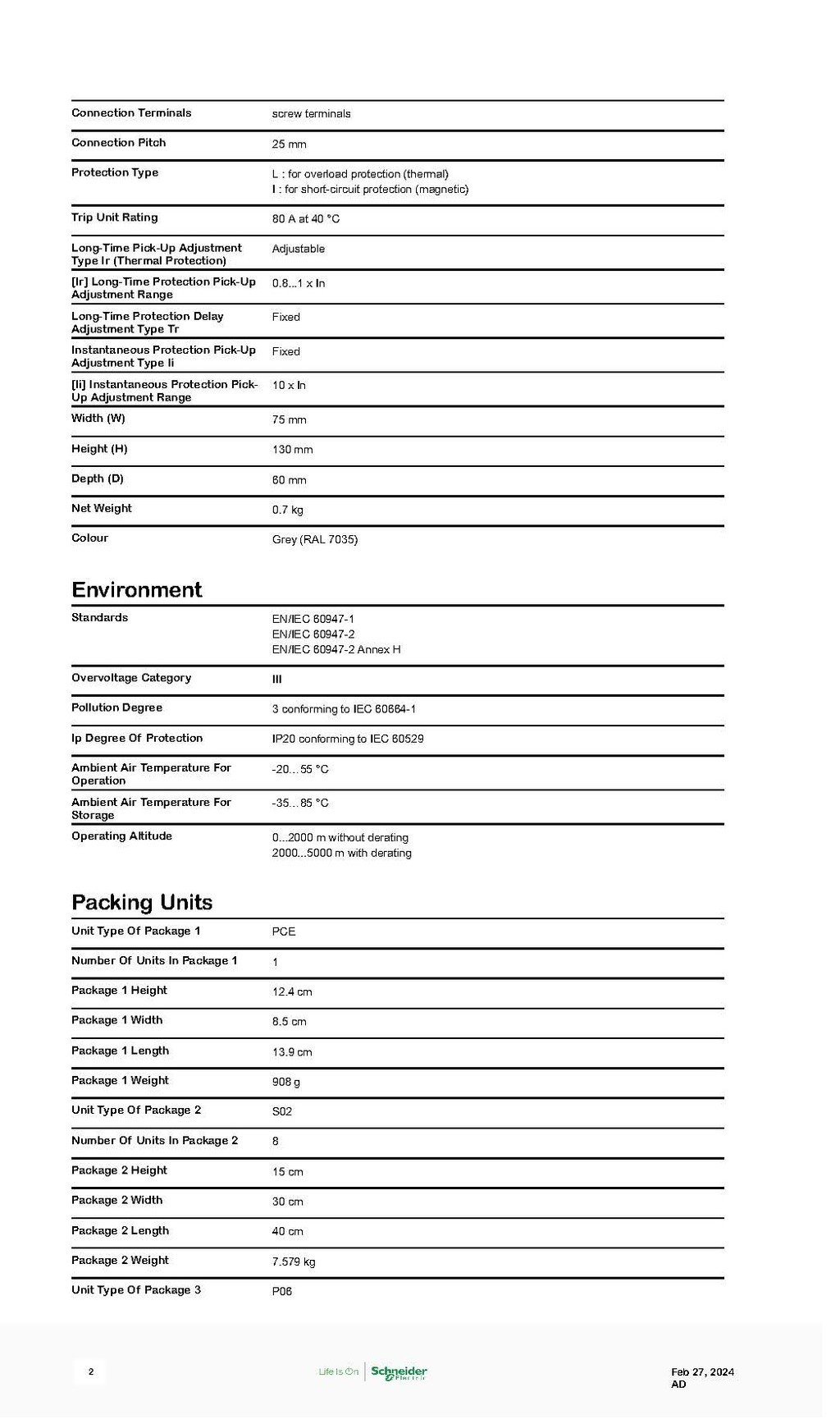 Schneider G12E3A80 เซอร์กิตเบรกเกอร์ GoPact MCCB ชนิด 3P 80A 15kA at ...