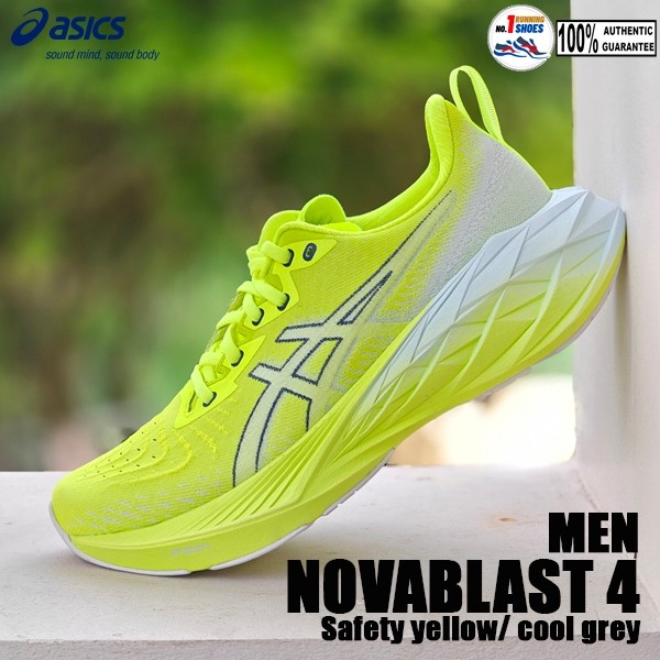 Men] Asics รุ่น Novablast 4 1011B693-750 สี Safety yellow/ cool grey ...