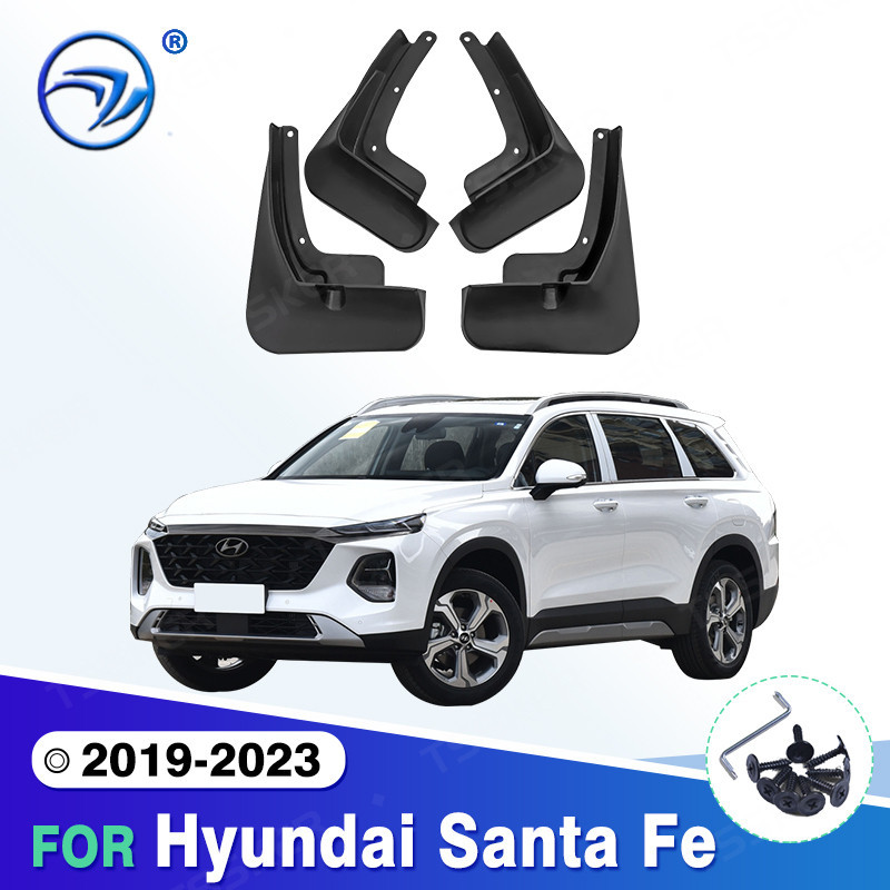 Mud Flaps For 2024-2025 Hyundai Santa Fe Hybrid - Front & Rear Set Of 4, Black Heavy Duty Splash Guards