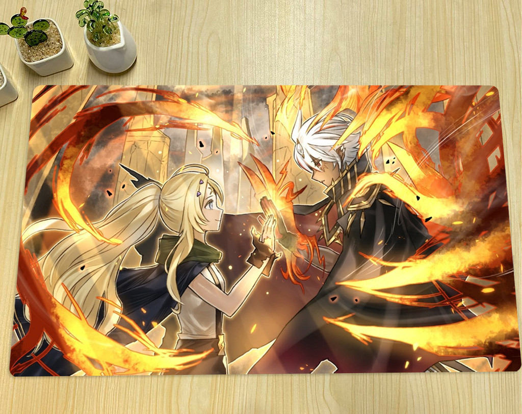 Yugioh Playmat Ecclesia & Fallen of Albaz TCG CCG แผ่นรองเมาส์ยาง ลาย