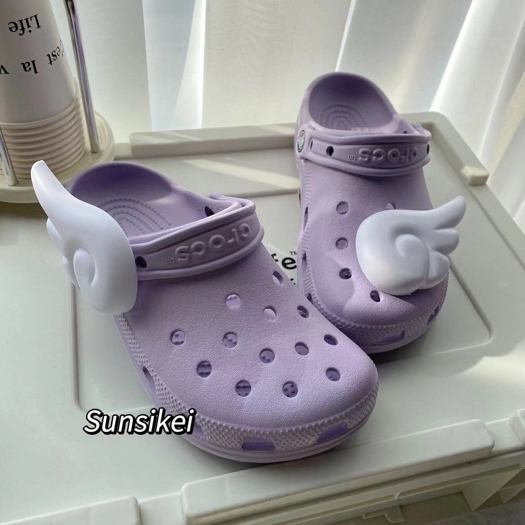 รองเท้ารูอุปกรณ์เสริมสากล Angel Wings crocs รองเท้าดอกไม้ Carlo Chi ...