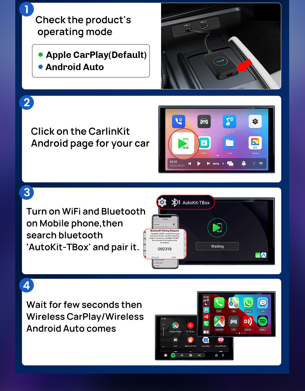 Carlinkit Carplay Ai Box Lite Android 10 2 + 32GB Allwinner A133 Quad ...