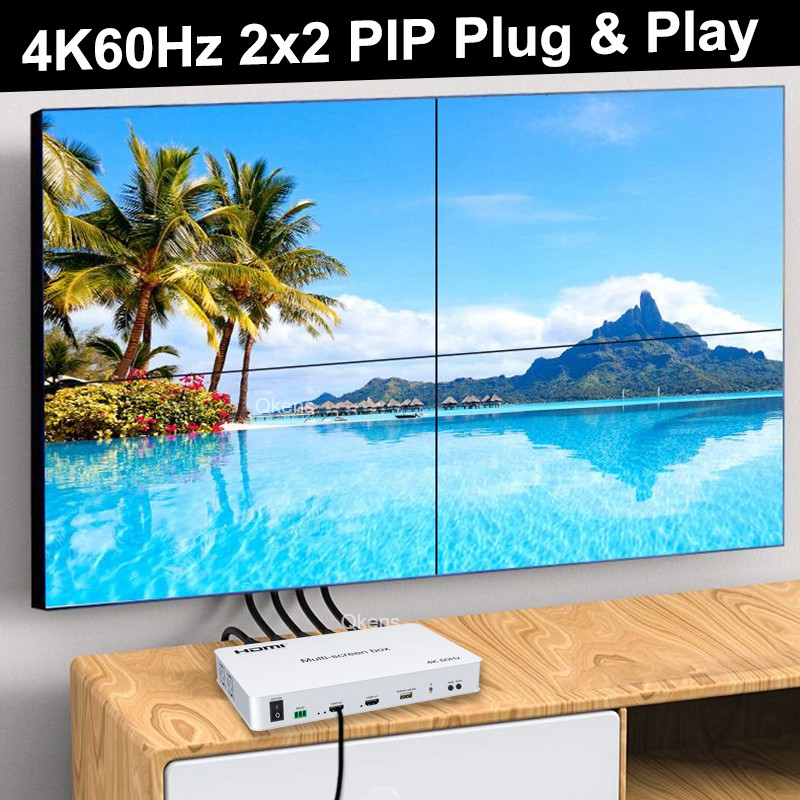 4K 60Hz Multi Screen กล่อง 2x2 1x2 1x3 1x4 TV Splicer Video Wall ...