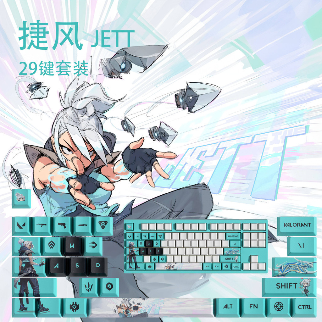 Jett Keycaps ใหม่ 29 คีย์ชุด JET Tile-breaking เครื่องมือ PBT วัสดุ OEM ...