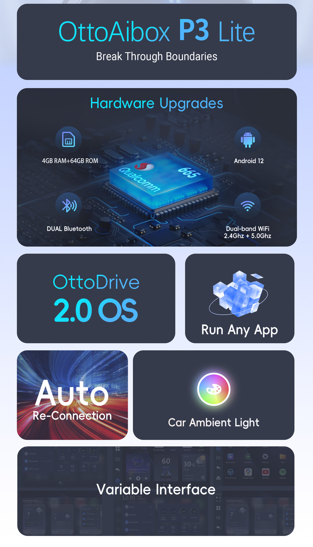 Ottocast P3 Lite OttoAiBox Android Ai กล่องไร้สาย CarPlay Android ...