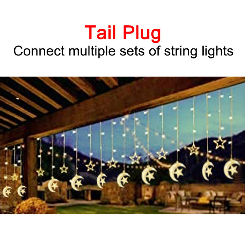 พร้อมสต็อก Raya Star Moon Curtain String Lights 8 โหมด LED String Solar ...