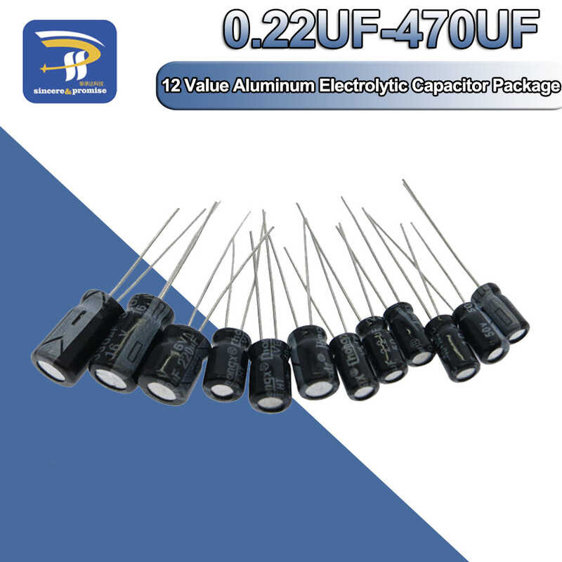 120Pcs 12Value ชุด0.22Uf-470Uf ชุดอลูมิเนียม Electrolytic Capacitor ...
