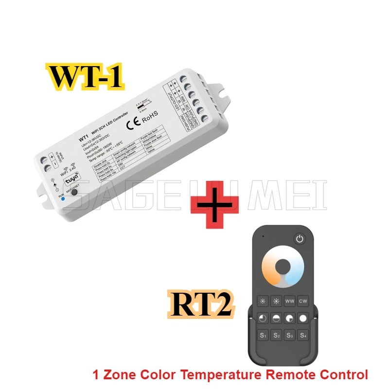 Wt1 RT1/2 TW1/2 Tuya WiFi LED Dimmer Controller DC12V-36V 2CH สมาร์ท 2 ...
