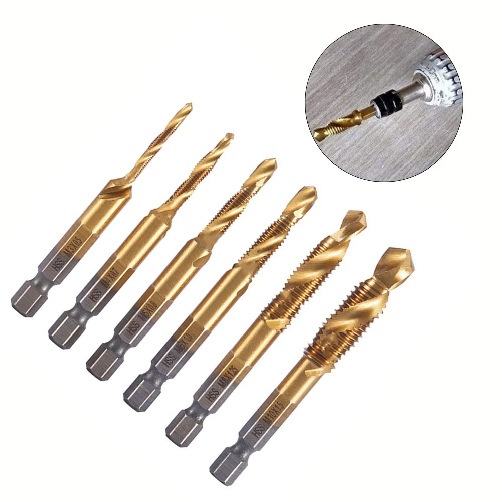 (FAIRLAND-TH) 1pc Plated Hex Shank HSS Screw Thread Metric tap Drill ...