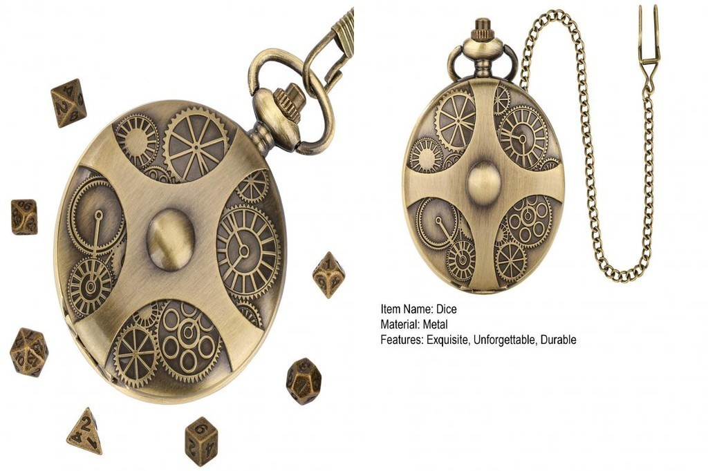 {Newcat} Vintage Pocket Watch Dice Steampunk Dice Set Steampunk Gear ...