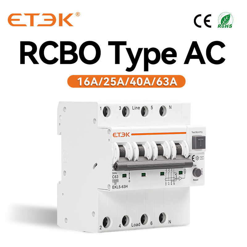 ภาพใหญ่: AC ETEK ประเภท RCBO เครื่องตัดวงจรอัตโนมัติที่เหลืออยู่ 10Ka ...
