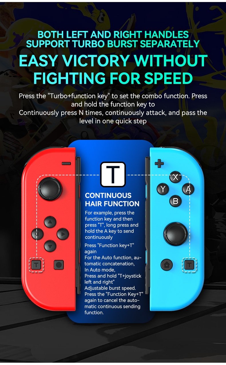 Splatoon Wireless Control JoyCon Gamepad RGB LEDFor Nintendo Switch ...