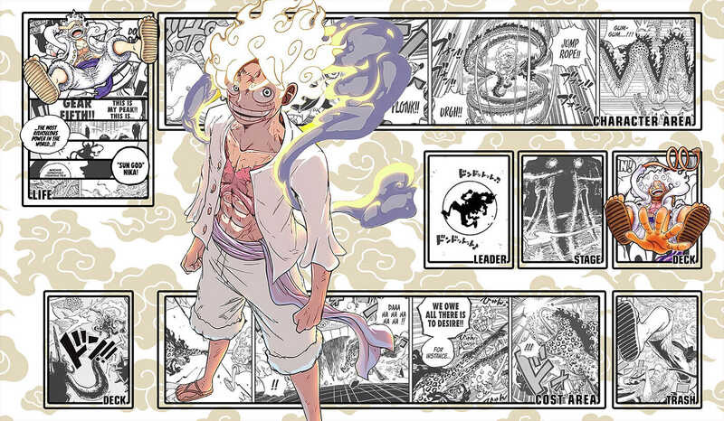 One Piece Luffy Gear 5 Playmat - Ruffy Silver ฟอยล์กลิตเตอร์ Playmat ...