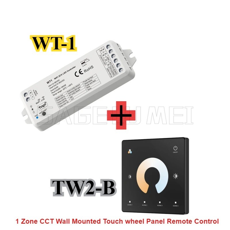 Wt1 RT1/2 TW1/2 Tuya WiFi LED Dimmer Controller DC12V-36V 2CH สมาร์ท 2 ...