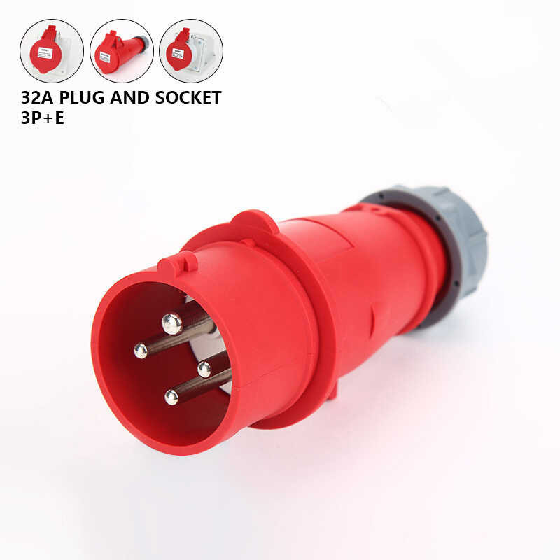 32A 4 PIN 380V-415V Ip44 3P + Eกันน้ำplug & Socket Industrial Site Dust ...