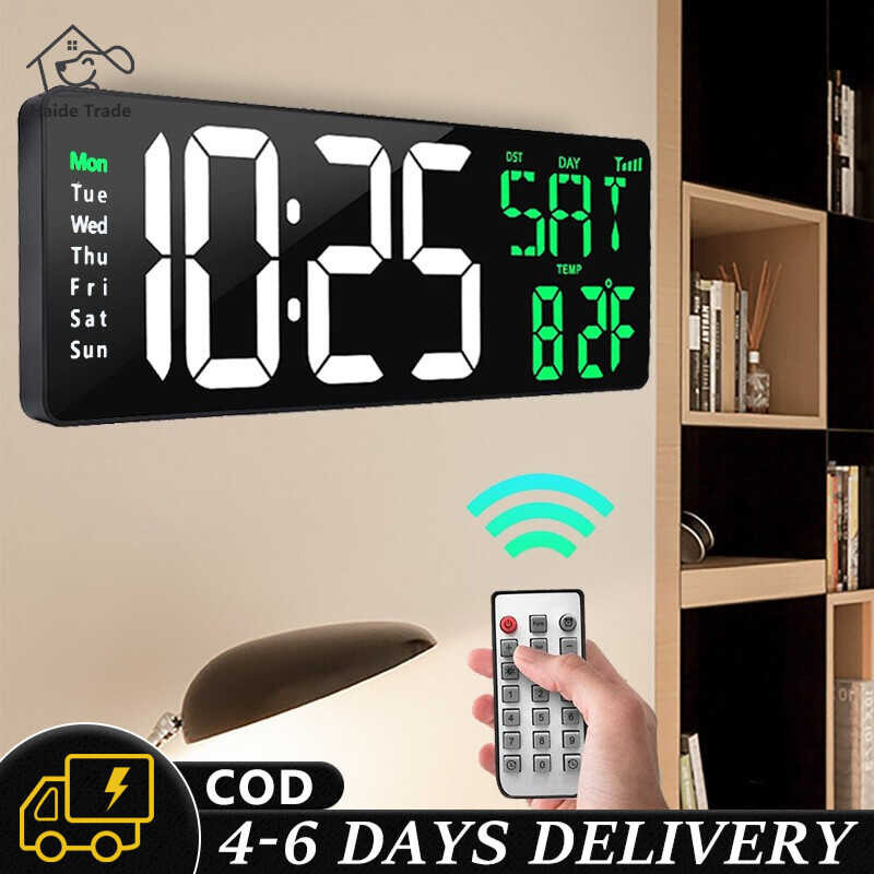 Digital 13-inch Led Alarm Time Date Temperature Week Display Wall ...