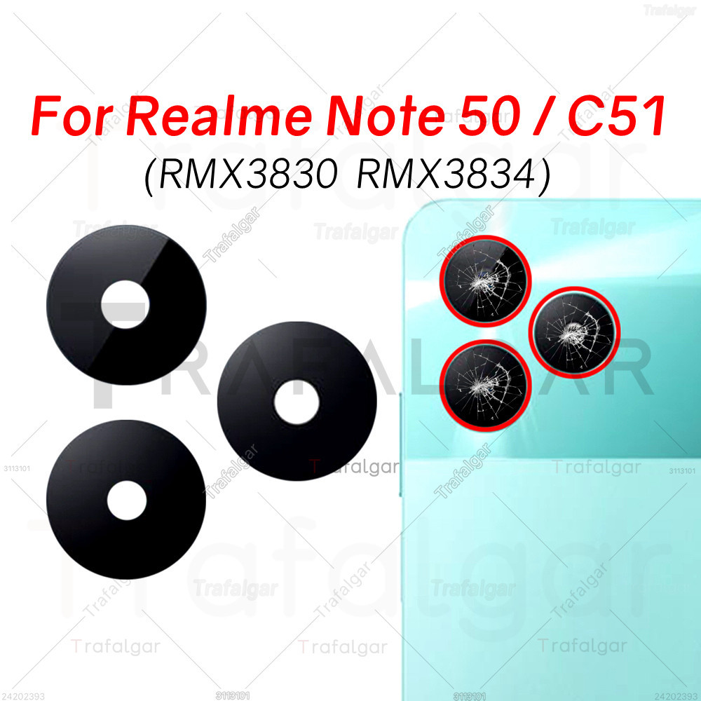 เลนส์กระจกกล้องด้านหลัง แบบเปลี่ยน พร้อมสติกเกอร์กาว สําหรับ Realme C51 ...