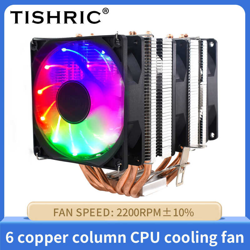 TISHRIC CPU Fan 6/4/2 Heat Pipes 4 Pin PWM RGB For Intel LGA 1150 1151 ...