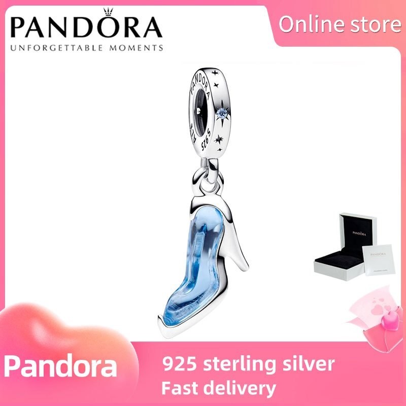 เงินแท้ 100% PANDORA [793071C01] รองเท้าแตะแก้วของ Disney Cinderella ...