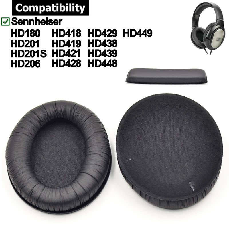 แผ่นฟองน้ําครอบหูฟัง สําหรับ Sennheiser HD180 HD201 HD201S HD206 HD418 ...