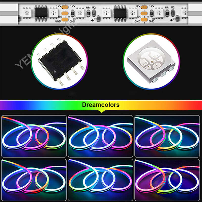 【The-Best】 Tuya Smart Led Neon Strip Lights Rgbic 96leds/m Chasing ...