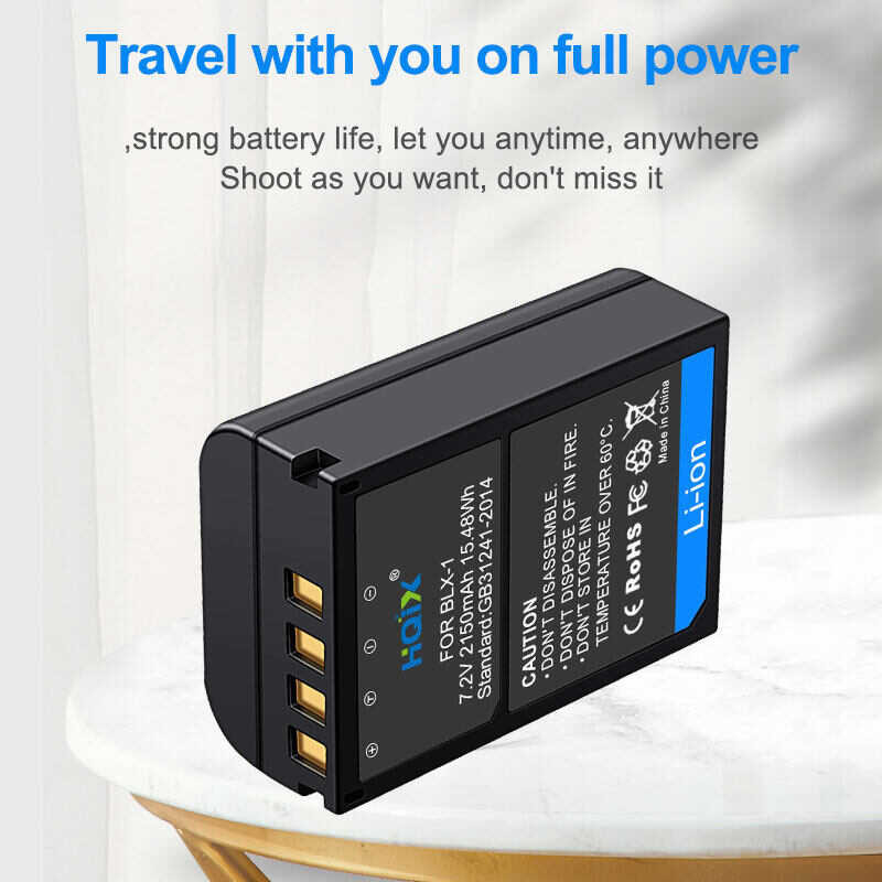 Kastar Battery Charger Set For Olympus OM System OM-1 Camera - Includes 2-Pack 2400mAh BLX-1 Batteries & Wall Charger