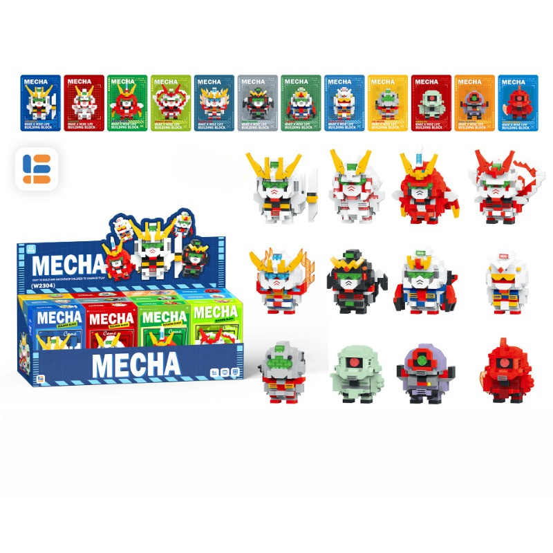 12 Design Mecha Building Blocks ของเล่นการ์ตูนปริศนาตัวเลขบล็อกของเล่น ...
